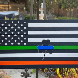 Thin Blue Line, 38&quot;x19.5&quot;, Irish/Thin blue line, American flag, American/Irish, Custom made split flags