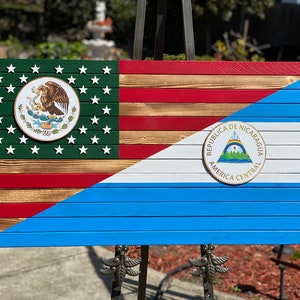 Nicaragua Mexican USA Flag, Nicaragua, Mexico USA wooden flag