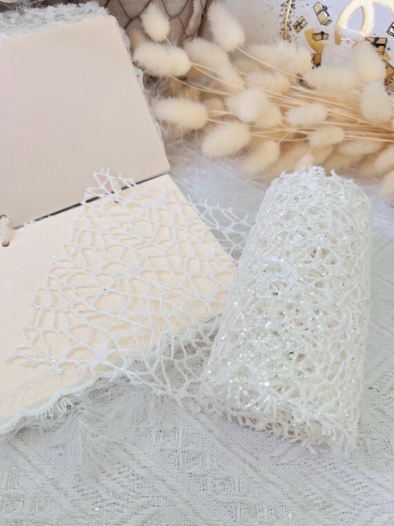 1M Glitter White Web Mesh｜Textured Decorative Mesh DIY Craft Journal｜Gift Wrapping