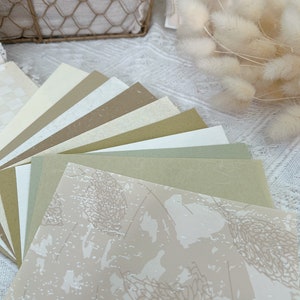 A6/A5 Mixed Paper Set 10 Sheets｜Green Brown Creamy Toned｜Paper Inserts Journaling Craft Planner Notebook Junk