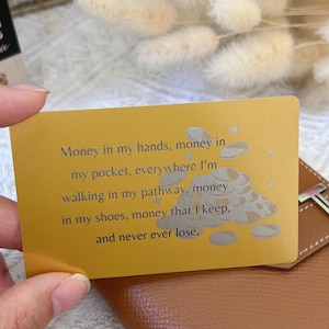 Personlised Engraved Money Spell Golden Metal Wallet Card Insert ｜Personlised Gift ｜Gift for Him/Her Christmas Gift