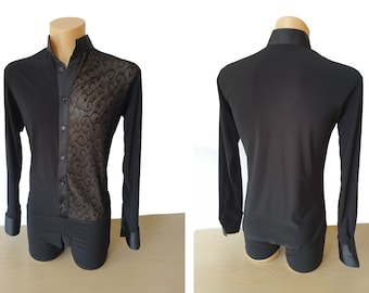 MS282 Stretchy Asymmetrical Design Latin Shirt built on shorts