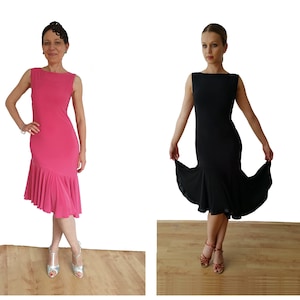 DR090 Vestido elástico de salsa latina con dobladillo diagonal - varios colores