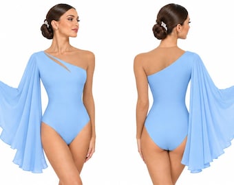 B396 Ballroom Sleeve Body Bodysuit with invisible mesh sleeve