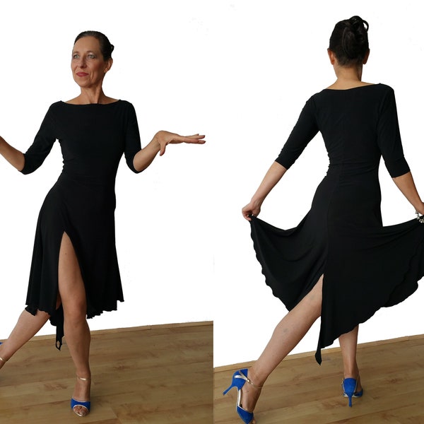 DR147 Argentinisches Tango Kleid mit zwei Schlitzen