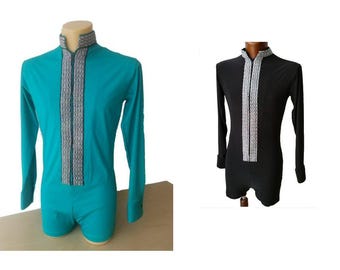 MS056 Mens Body Shirt with zip and Soft silver tape trim