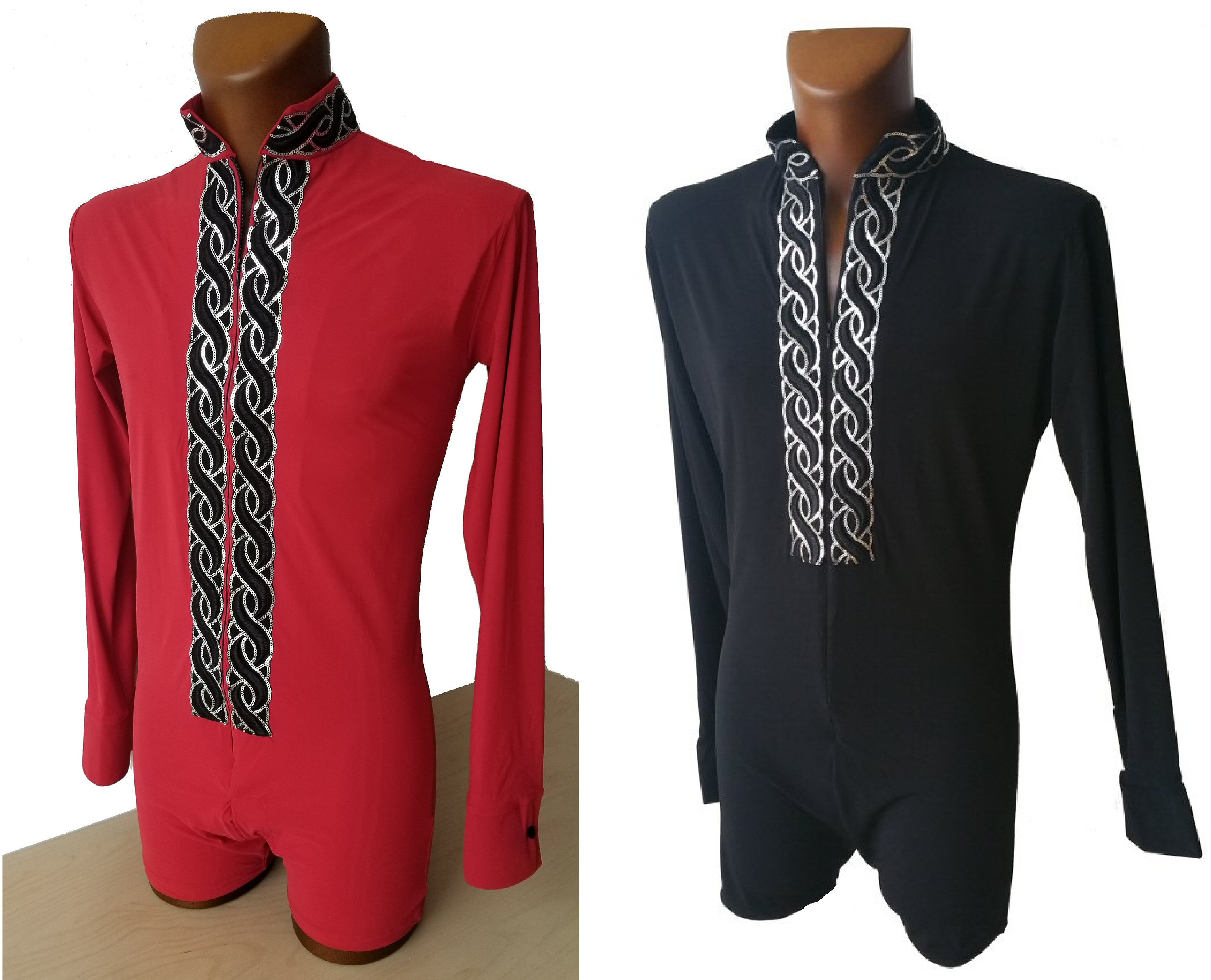 Ms056d Mens Body Shirt With Zip and Plaited Sequined Tape Etsy UK