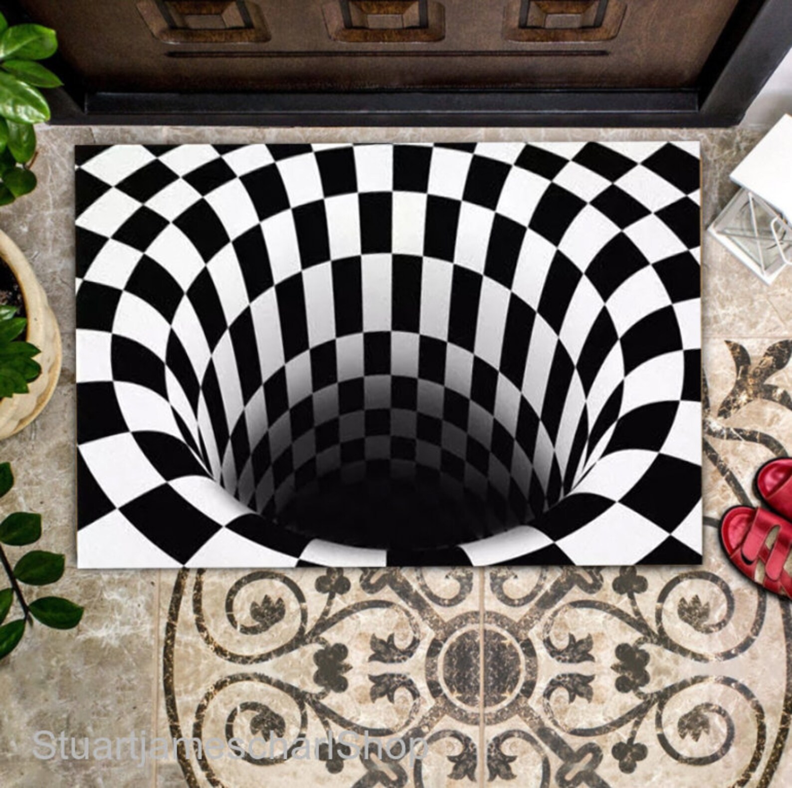 3D Illusion doormat 3d white and black hole doormat so Etsy