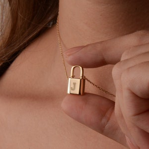 Initial Lock Necklace, Initial Padlock Necklace, Custom Lock Necklace, Custom Initial Necklace, Gold Initial Necklace, Mothers Day Gift