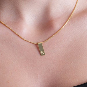 14k Gold Initial Tag Necklace: Personalized Letter Pendant