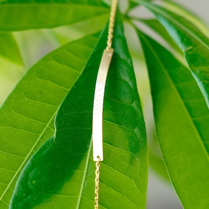 14K Solid Gold Bar Bracelet: Personalized Dainty Bracelet