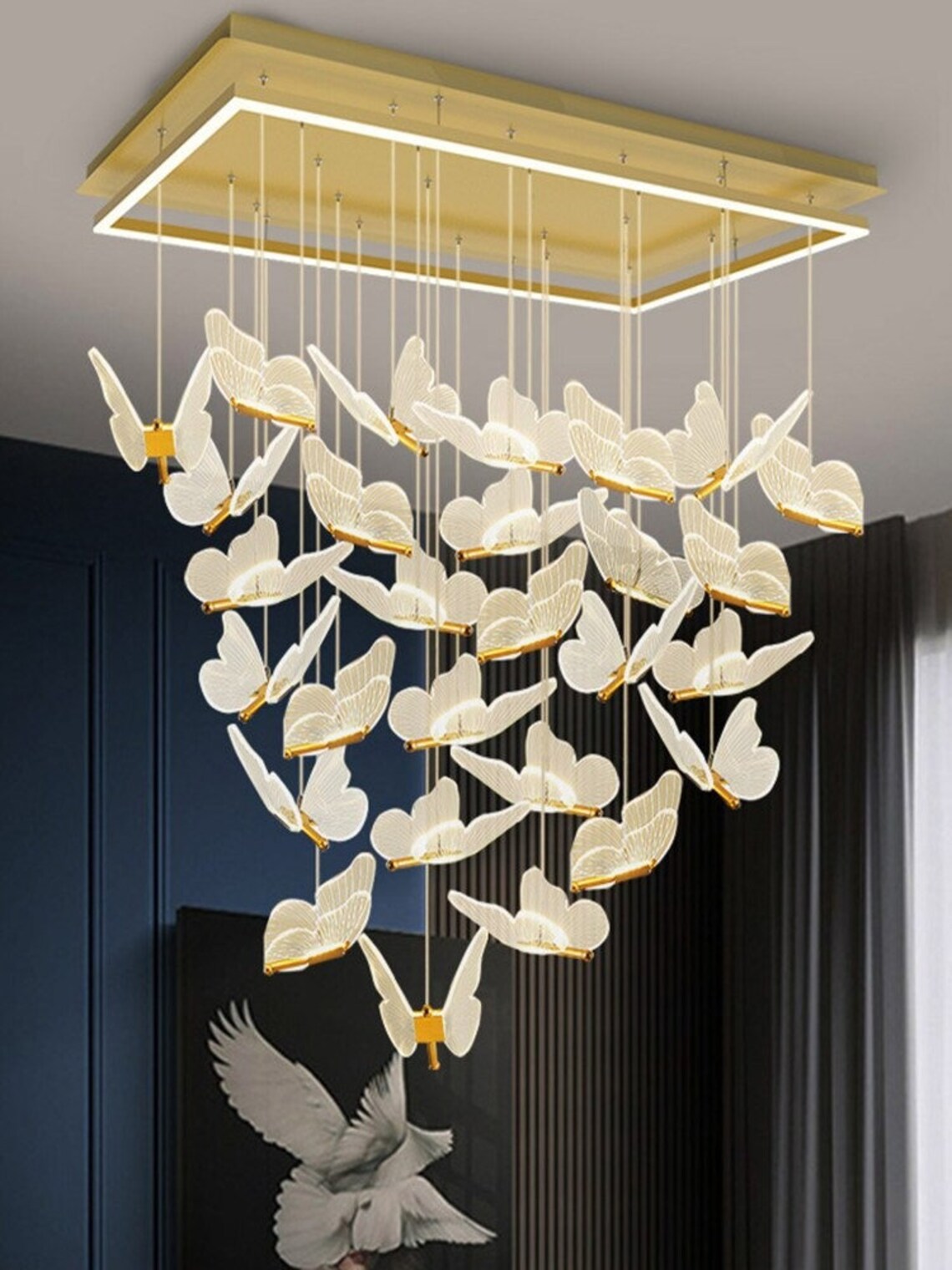 Luxury Butterfly Crystal Chandelier Antique Pendant Light Etsy