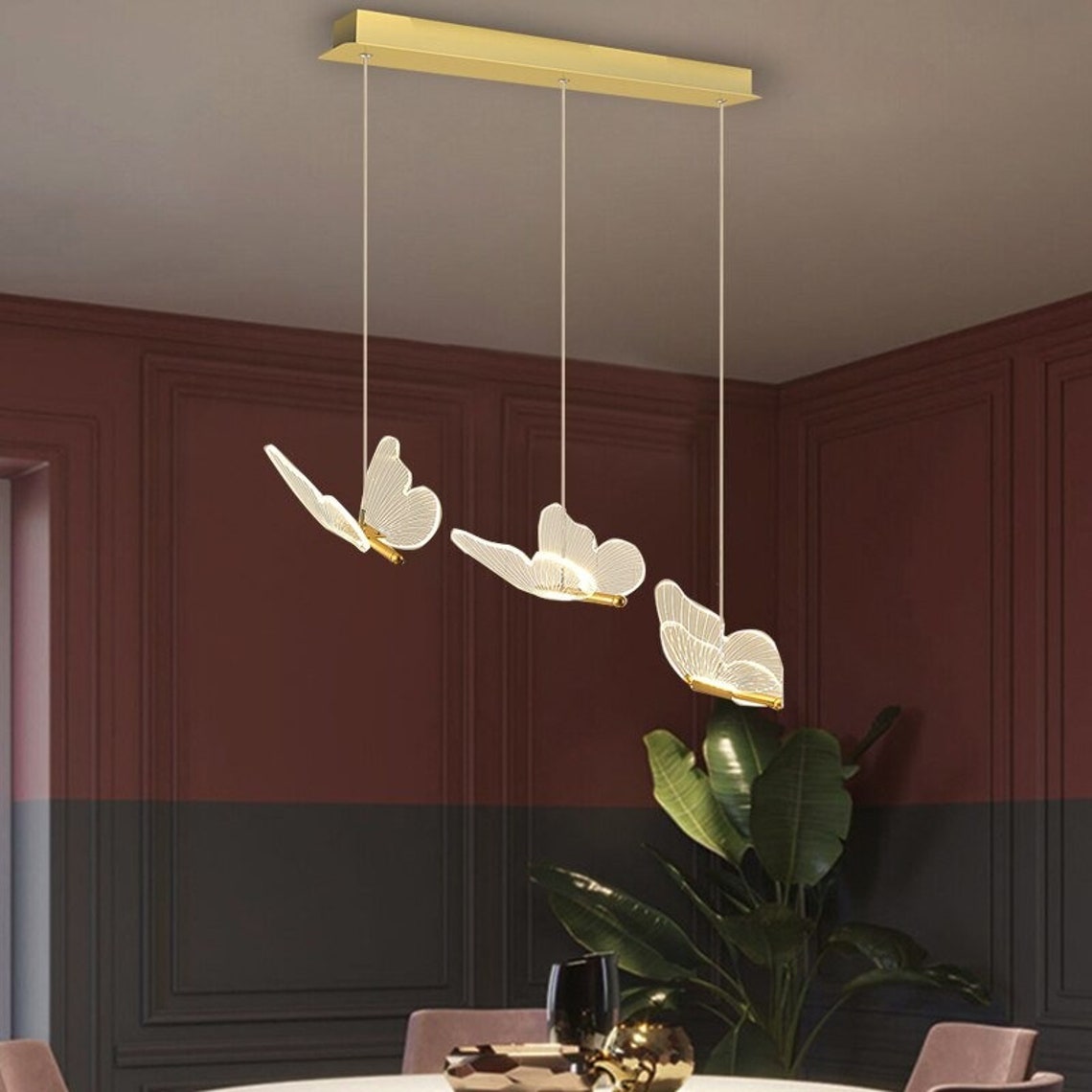 Luxury Butterfly Crystal Chandelier Antique Pendant Light Etsy