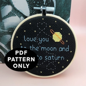 PDF ONLY seven Inspired to the Moon and to Saturn Cross Stitch Pattern