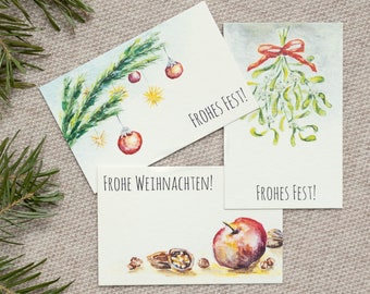 Christmas gift tags, set of 6 with three different motifs