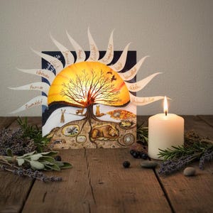 Calendario de los Doce Días de Navidad con 12 buenos deseos para el año nuevo para escribir en ti mismo, tarjeta navideña creativa para personas espirituales.