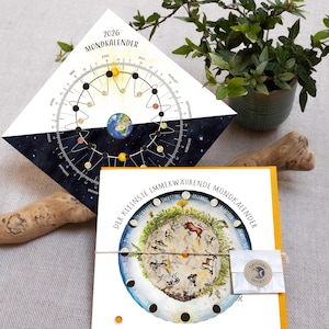 Calendario lunar perpetuo y calendario lunar 2026 en un set, calendario interactivo para manualidades, regalo original para amantes de la luna y los astros.