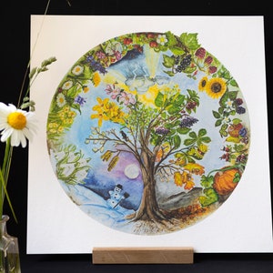 Annual cycle poster tree of life, hand-painted seasonal tree, beautiful seasonal picture for the children's room image 4