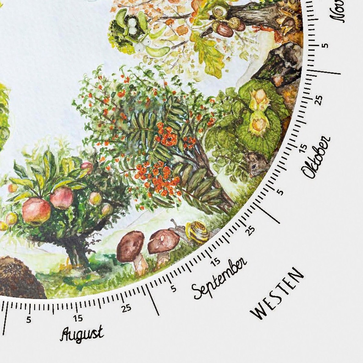 Bathing Wheel Chart Tree Calendar, Four Seasons Watercolor Painting Inspired by Nature ...