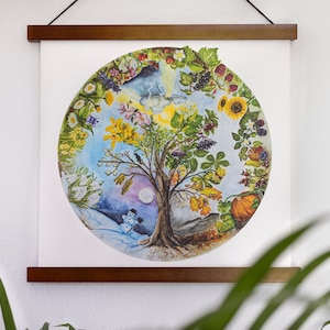 Annual cycle poster tree of life, hand-painted seasonal tree, beautiful seasonal picture for the children's room image 2