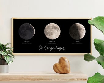 Birth moons of the family, personalized family picture, moon picture as a gift for birth or personal wedding gift