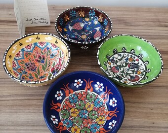 Turkish Ceramic Bowl Set, Floral Patterned Bowls, Decorative Salad Bowl, Meze Snack Bowl, Tapas Bowl, Large Serving Bowls