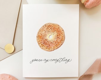You're My Everything Valentine's Card, Everything Bagel Watercolor, Funny Valentine's Card, Husband Valentine Card, Boyfriend Valentine Card
