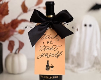 Trick or Treat Yo Self, You've been Boozed, Halloween Wine Bottle Gift Tag, Boo Basket Gift Tag, Halloween Gift Tag, Halloween Hostess Gift