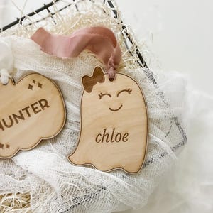 Cute Ghost Gift Tag, Personalized Halloween Basket Tag, Girls Boo Basket, Kids Halloween Name Tag, Pumpkin Name Tag, Trick or Treat Bag Tag