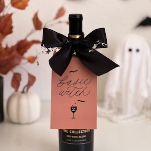 Etiquette à vin sorcière basique, Boire des sorcières, Étiquettes cadeaux pour bouteilles de vin d'Halloween, Étiquettes cadeaux panier huées, Étiquettes cadeaux Halloween, Cadeau d'hôtesse d'Halloween