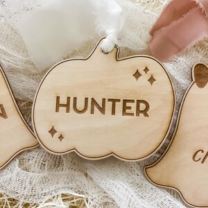 Personalized Pumpkin Name Tag, Halloween Basket Tag, Boo Basket Tag, Kids Halloween Name Tag, Cute Ghost Gift Tag, Trick or Treat Basket Tag