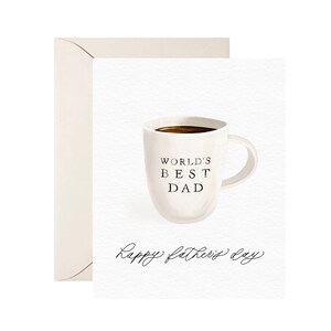 Father's Day Card, World's Best Dad Greeting Card, Minimal Watercolor Coffee Mug, Simple Father's Day Card, Watercolor Cup of Coffee Card image 5