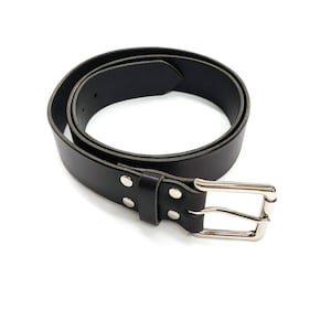 Schwarzer Ledergürtel, 3,5 cm Gürtel, Gürtel mit Silberschnalle, Herrengürtel, Uni-Sex-Ledergürtel, Damenledergürtel