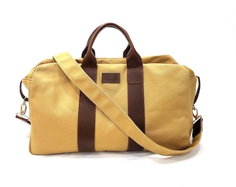 Canvas Weekender Bag with Leather Trim - 18oz Cotton Carry-On