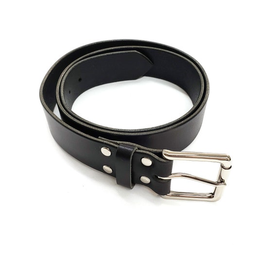 Black Full Grain Leather Belt, 1.5" Formal Dress Belt
