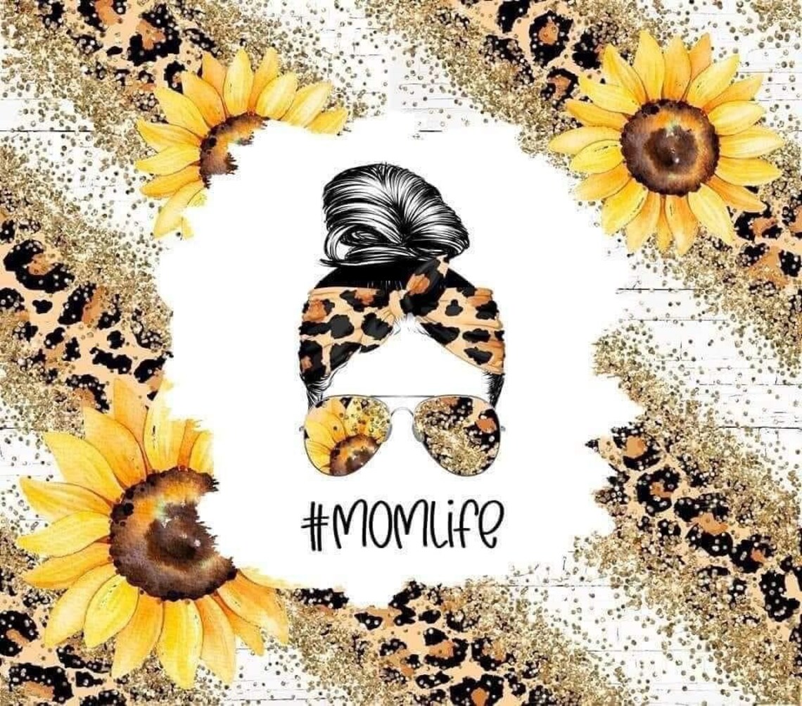Mom Life with Sunflowers and Leopard Print Background 20oz | Etsy