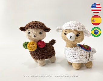 Bibibonbon - Crochet Pattern Amigurumi: Anpa the alpaca, alpaca amigurumi pattern, PDF English (US terms), Español, Português (Br)