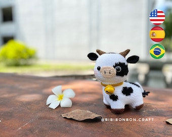 Bibibonbon - Crochet Pattern Amigurumi: Milky the dairy cow, dairy cow amigurumi pattern, PDF English (US terms), Español, Português (Br)