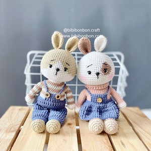 Bibibonbon - Pattern Bundle 2 in 1: Tema and Mila the bunnies, Bunny Couple Amigurumi Crochet Pattern, PDF English (US terms), Español