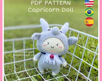 Capricorn Zodiac Doll Crochet Pattern: Amigurumi PDF (English/Español/Português)