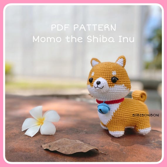 かぎ針編みの柴犬あみぐるみパターン: Momo Puppy (PDF 英語/スペイン