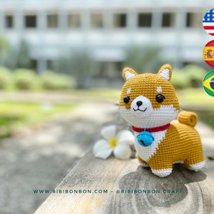 Bibibonbon - Crochet Pattern Amigurumi: Momo the Shiba Inu dog, puppy amigurumi pattern, PDF English (US terms), Español, Português (Br)