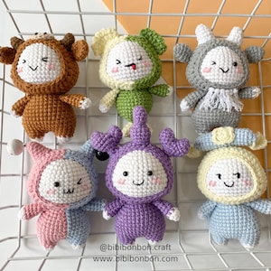 Bibibonbon - Zestaw wzorów 6 w 1: 6 znaków zodiaku Amigurumi, wzór szydełkowy na brelok ze znakiem zodiaku Amigurumi, PDF angielski (terminy amerykańskie)
