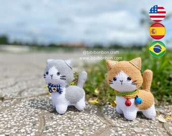 Bibibonbon - Crochet Pattern Amigurumi: Mimi the Munchkin cat, cat crochet, 4 legged animal, PDF English (US terms), Español, Português (Br)