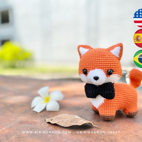 Bibibonbon - Crochet Pattern Amigurumi: Flame the little fox, fox amigurumi pattern, PDF English (US terms), Español, Português (Br)