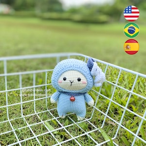Bibibonbon - Wzór szydełkowy Amigurumi: Lalka zodiakalna Wodnika, wzór szydełkowy ze znakami zodiaku, PDF Angielski (terminy amerykańskie), Hiszpański, Portugalski (Brytyjski)