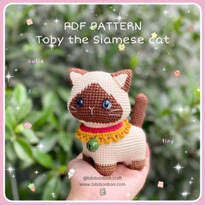 Crochet Pattern Amigurumi: Toby the Siamese Cat (PDF English/Español/Português)