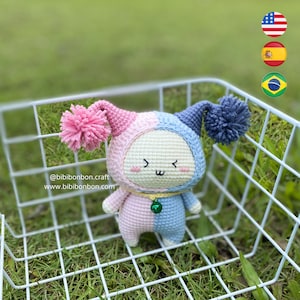 Bibibonbon - Wzór szydełkowy Amigurumi: Lalka zodiakalna Bliźnięta, wzór szydełkowy ze znakami zodiaku, PDF Angielski (terminy amerykańskie), Hiszpański, Portugalski (Brytyjski)