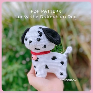 Patrón Cachorro Dálmata a Crochet: Perro de la Suerte Amigurumi (PDF English/Español/Português)