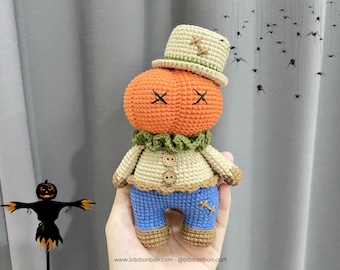 Crochet Pumpkin Scarecrow Amigurumi Pattern: Halloween Doll (PDF)